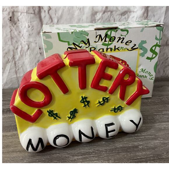 NOS 2005 Ceramic Lottery Money Coin Bank Hand Painted - Picture 1 of 7